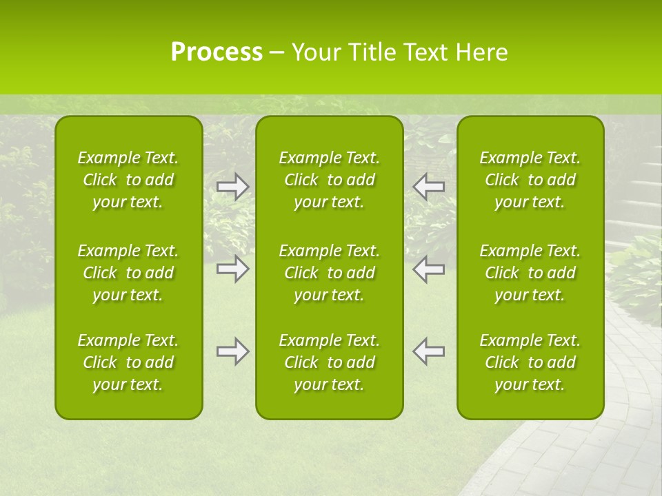 A Garden With A Brick Path And Green Grass PowerPoint Template
