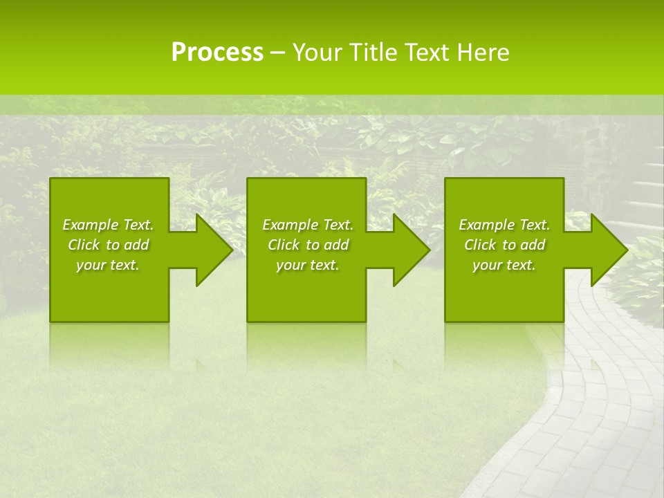 A Garden With A Brick Path And Green Grass PowerPoint Template