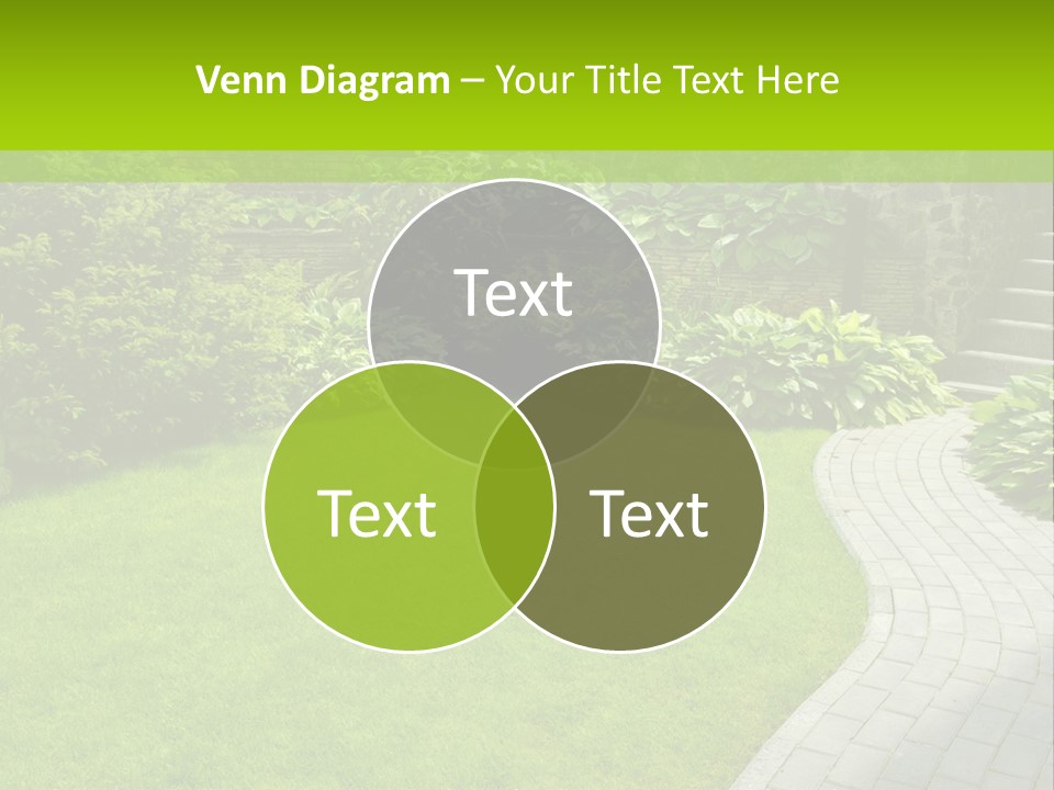 A Garden With A Brick Path And Green Grass PowerPoint Template