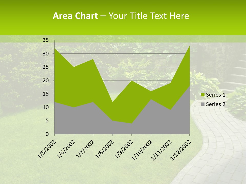 A Garden With A Brick Path And Green Grass PowerPoint Template