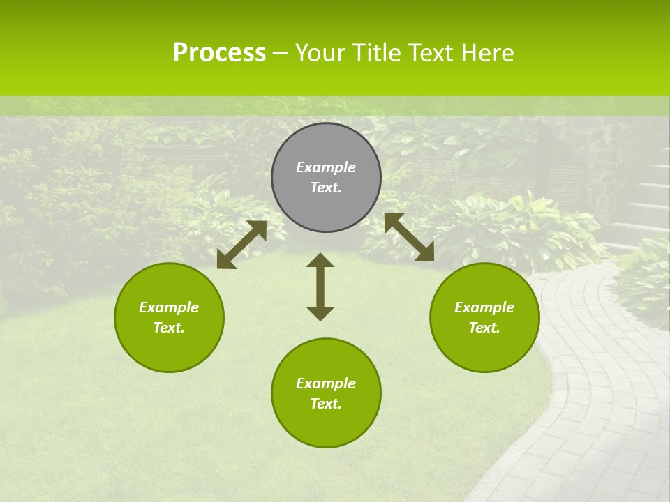 A Garden With A Brick Path And Green Grass PowerPoint Template