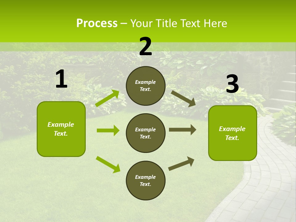 A Garden With A Brick Path And Green Grass PowerPoint Template