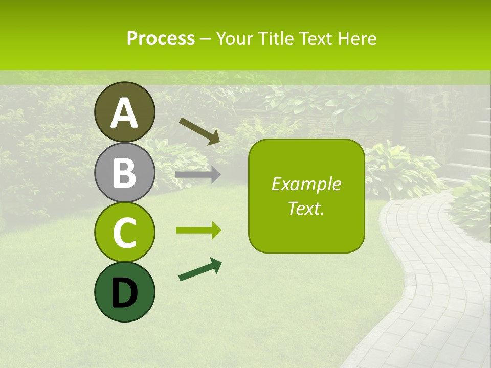 A Garden With A Brick Path And Green Grass PowerPoint Template