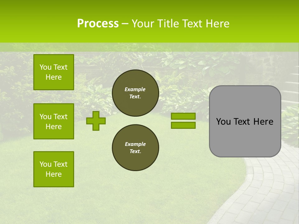 A Garden With A Brick Path And Green Grass PowerPoint Template
