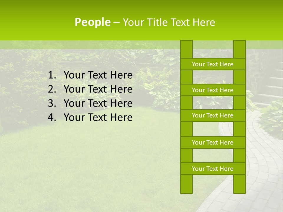 A Garden With A Brick Path And Green Grass PowerPoint Template