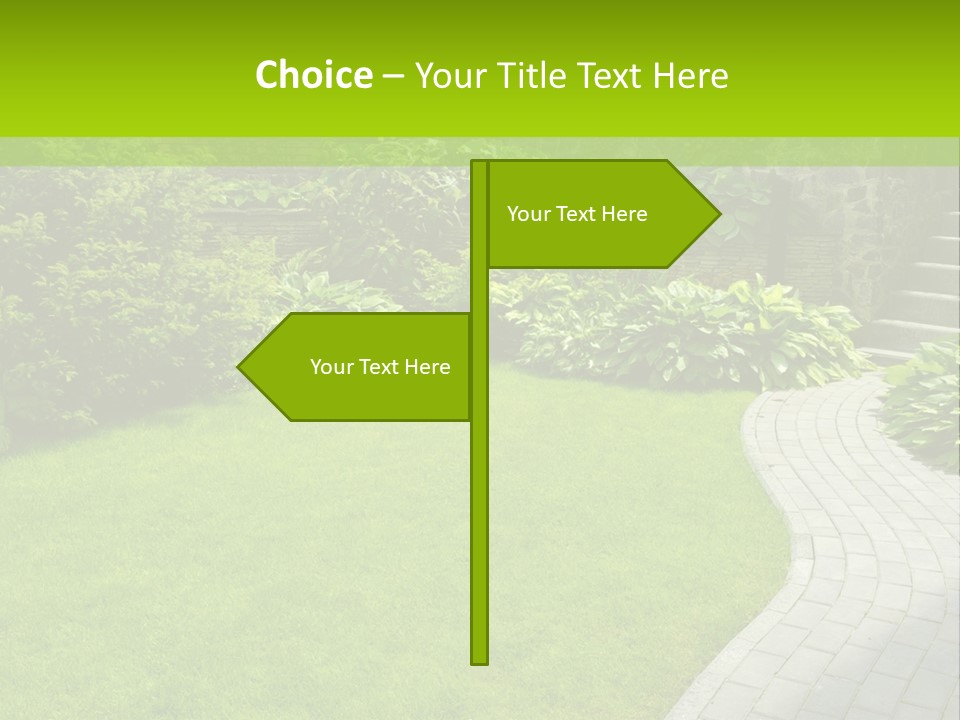A Garden With A Brick Path And Green Grass PowerPoint Template