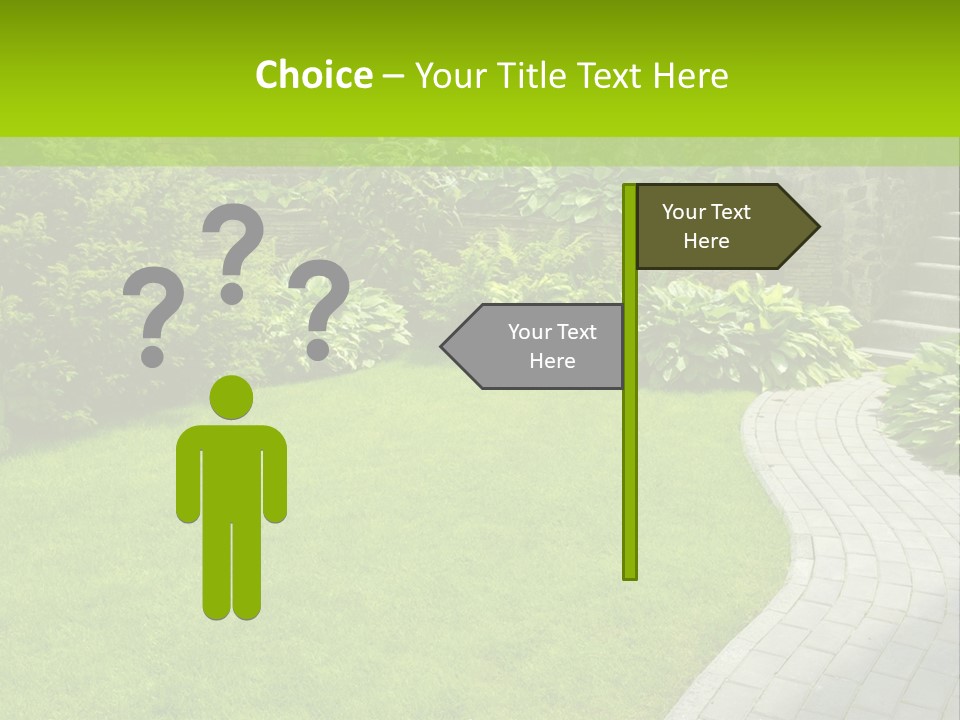 A Garden With A Brick Path And Green Grass PowerPoint Template
