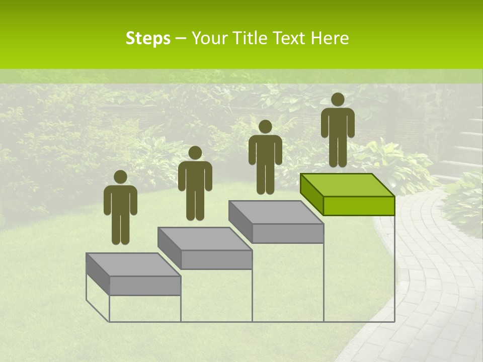 A Garden With A Brick Path And Green Grass PowerPoint Template