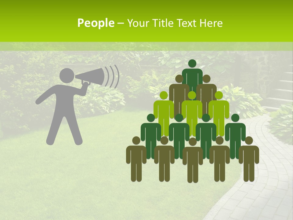 A Garden With A Brick Path And Green Grass PowerPoint Template