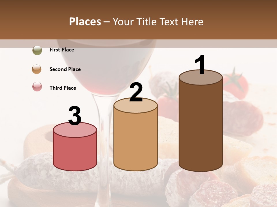 A Glass Of Wine And Bread On A Cutting Board PowerPoint Template