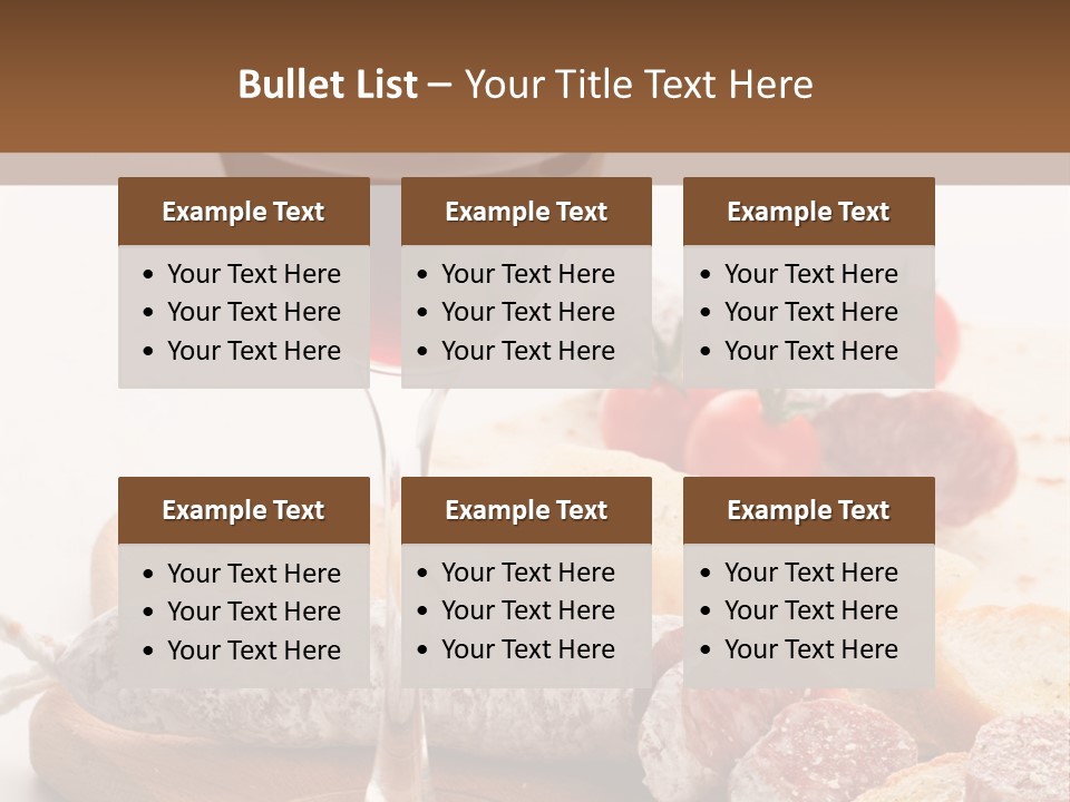 A Glass Of Wine And Bread On A Cutting Board PowerPoint Template