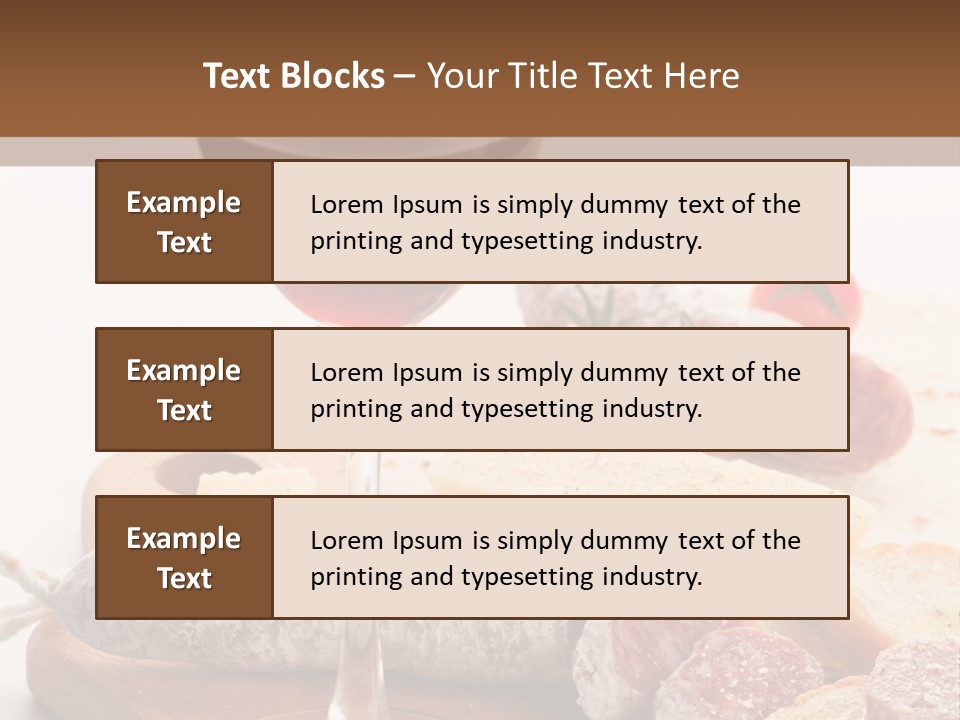 A Glass Of Wine And Bread On A Cutting Board PowerPoint Template