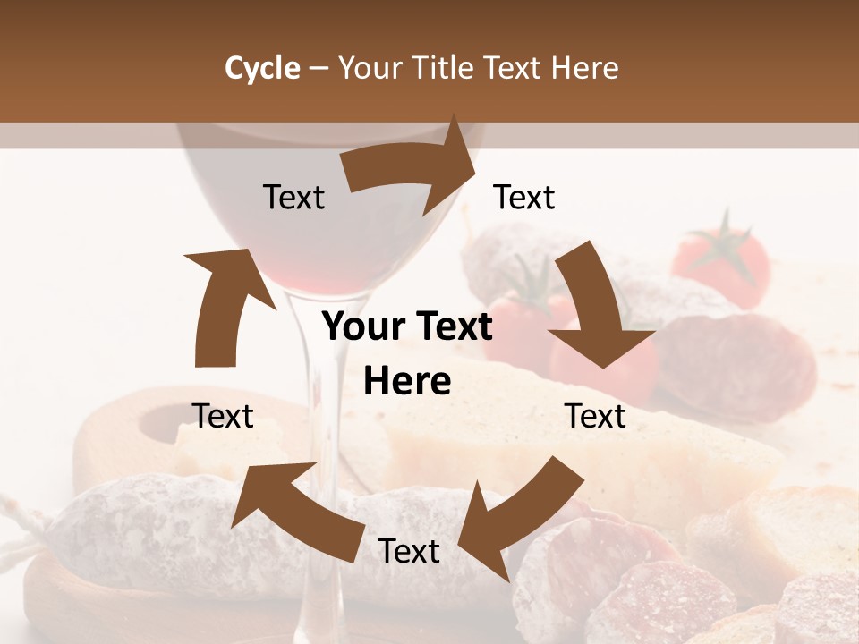 A Glass Of Wine And Bread On A Cutting Board PowerPoint Template