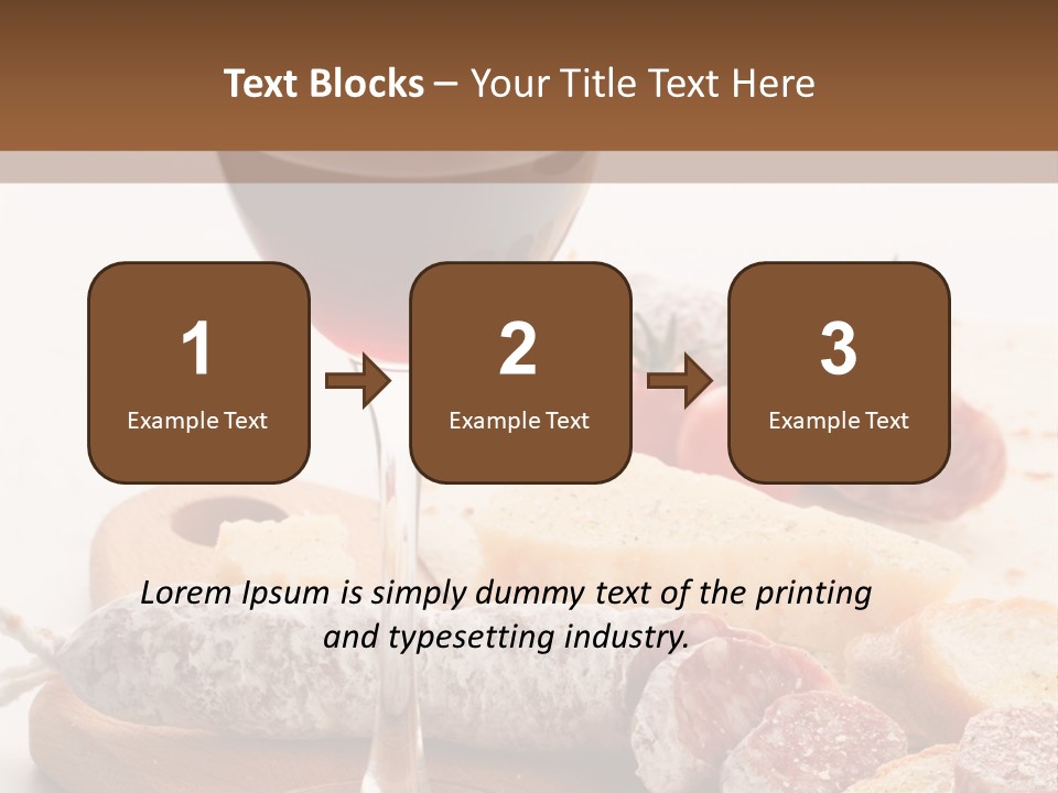 A Glass Of Wine And Bread On A Cutting Board PowerPoint Template