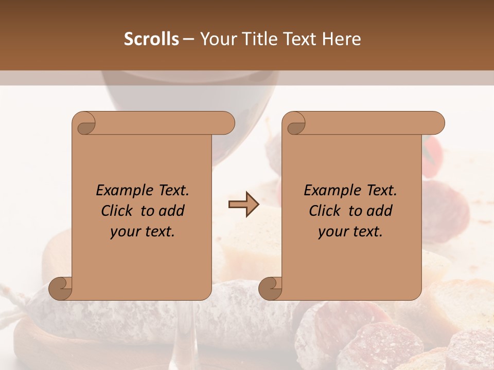 A Glass Of Wine And Bread On A Cutting Board PowerPoint Template