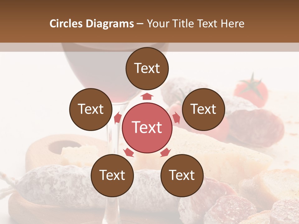 A Glass Of Wine And Bread On A Cutting Board PowerPoint Template