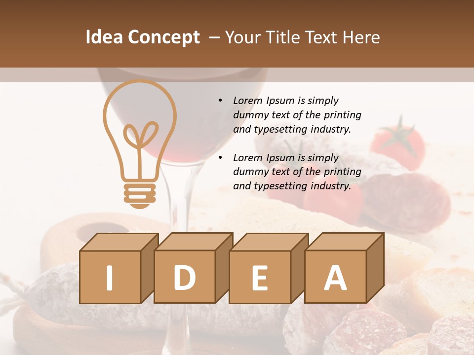 A Glass Of Wine And Bread On A Cutting Board PowerPoint Template