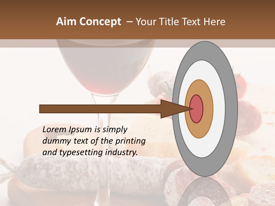 A Glass Of Wine And Bread On A Cutting Board PowerPoint Template