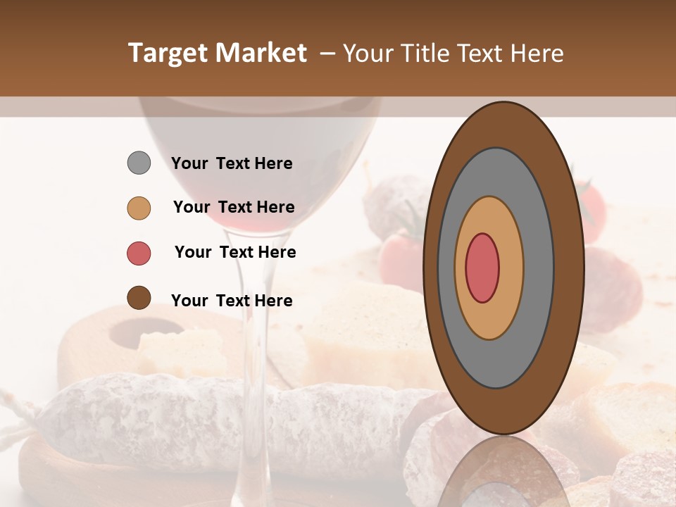 A Glass Of Wine And Bread On A Cutting Board PowerPoint Template