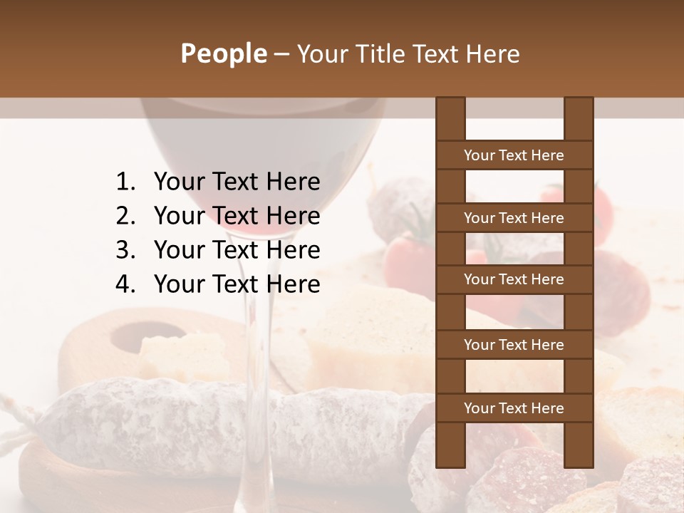 A Glass Of Wine And Bread On A Cutting Board PowerPoint Template