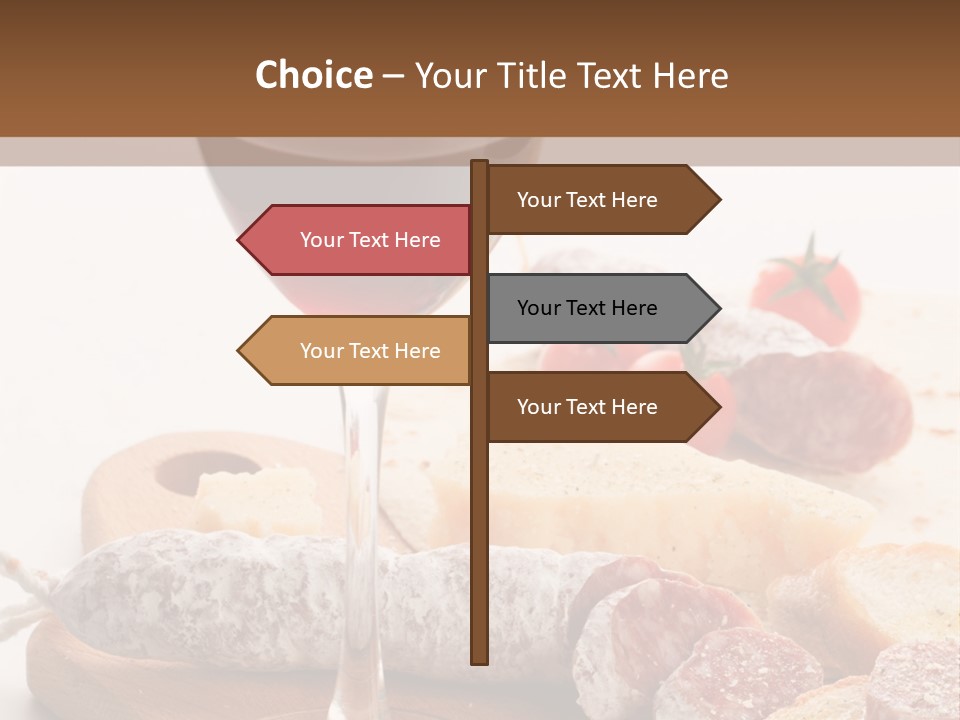 A Glass Of Wine And Bread On A Cutting Board PowerPoint Template