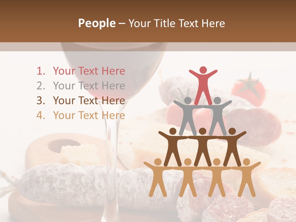 A Glass Of Wine And Bread On A Cutting Board PowerPoint Template