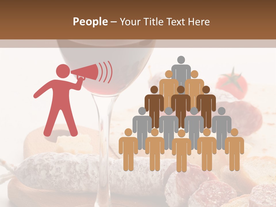 A Glass Of Wine And Bread On A Cutting Board PowerPoint Template