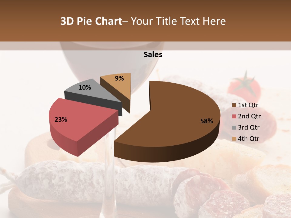 A Glass Of Wine And Bread On A Cutting Board PowerPoint Template