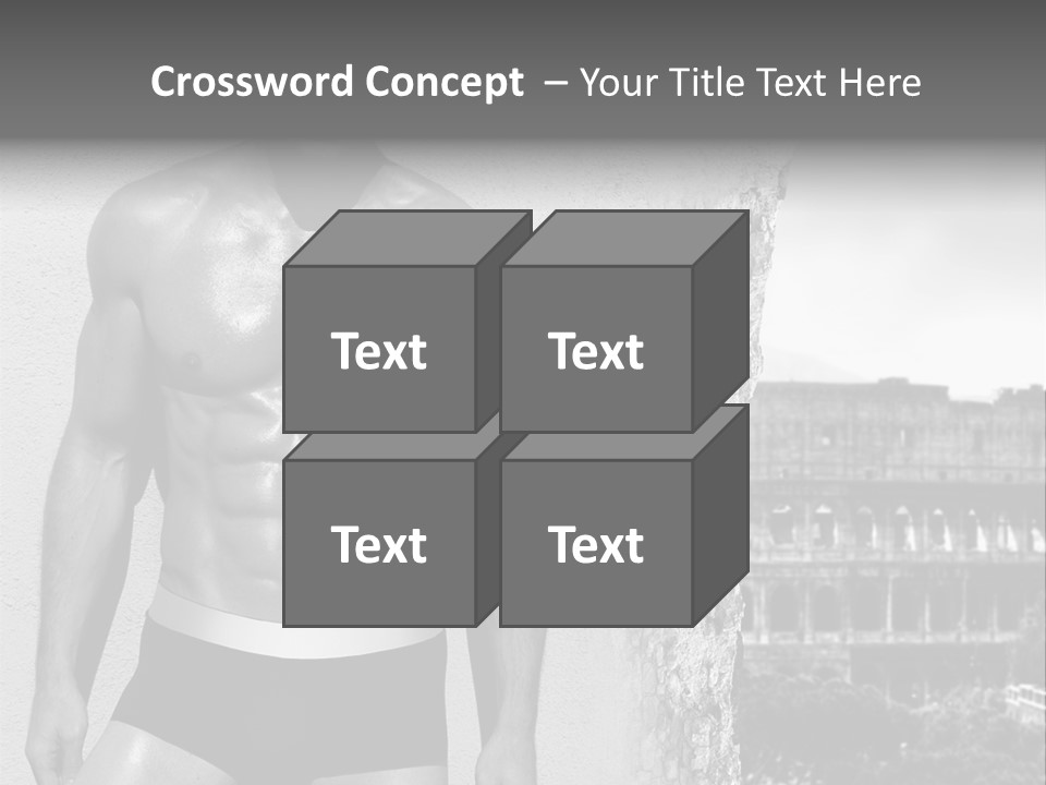 A Man With No Shirt Standing In Front Of A Building PowerPoint Template