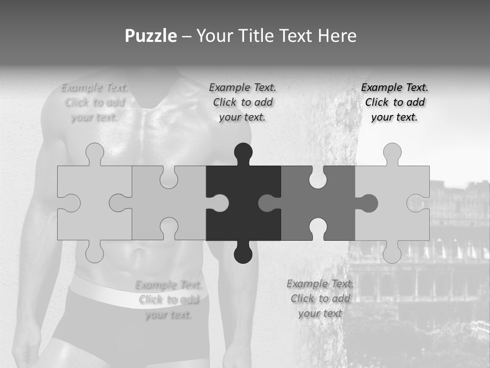 A Man With No Shirt Standing In Front Of A Building PowerPoint Template