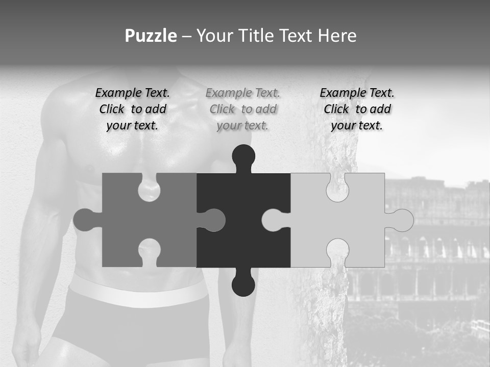 A Man With No Shirt Standing In Front Of A Building PowerPoint Template