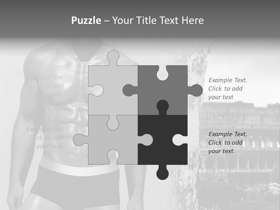 A Man With No Shirt Standing In Front Of A Building PowerPoint Template