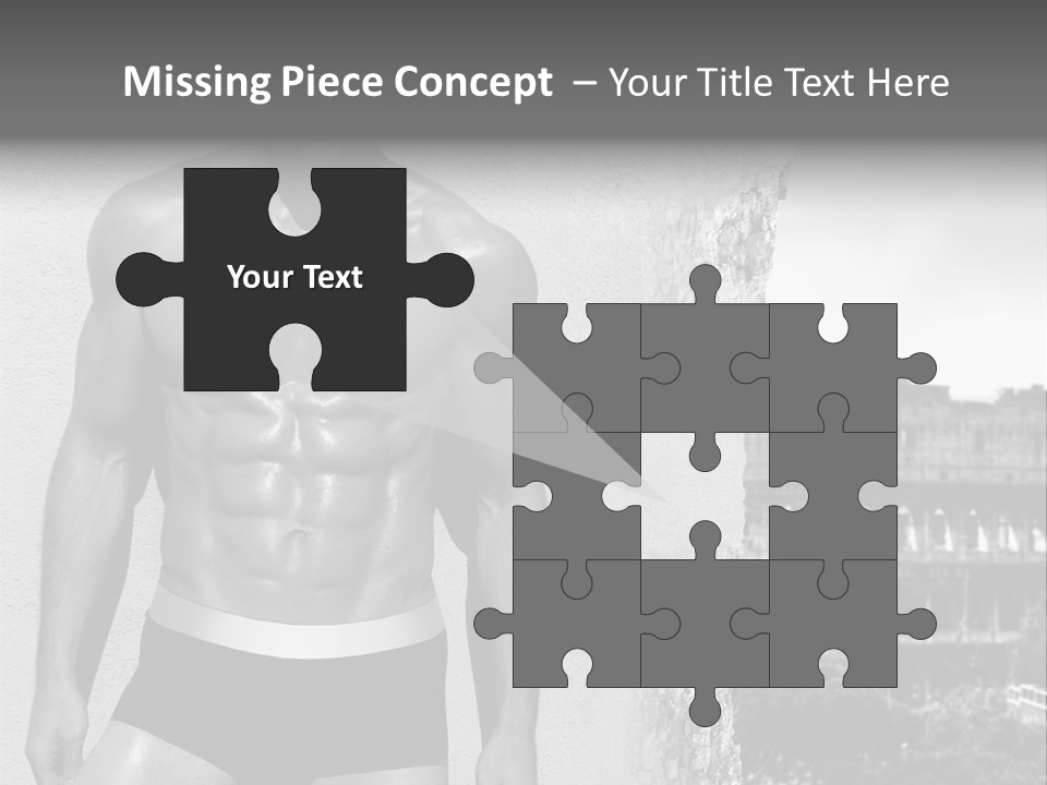 A Man With No Shirt Standing In Front Of A Building PowerPoint Template