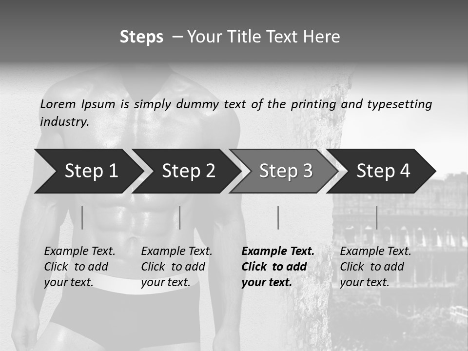 A Man With No Shirt Standing In Front Of A Building PowerPoint Template