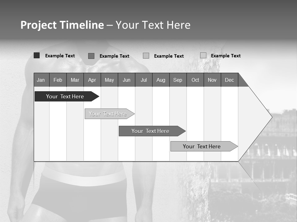 A Man With No Shirt Standing In Front Of A Building PowerPoint Template