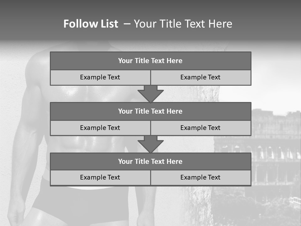 A Man With No Shirt Standing In Front Of A Building PowerPoint Template