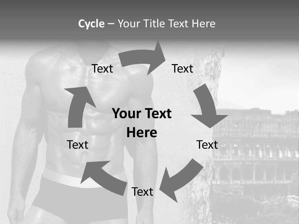 A Man With No Shirt Standing In Front Of A Building PowerPoint Template