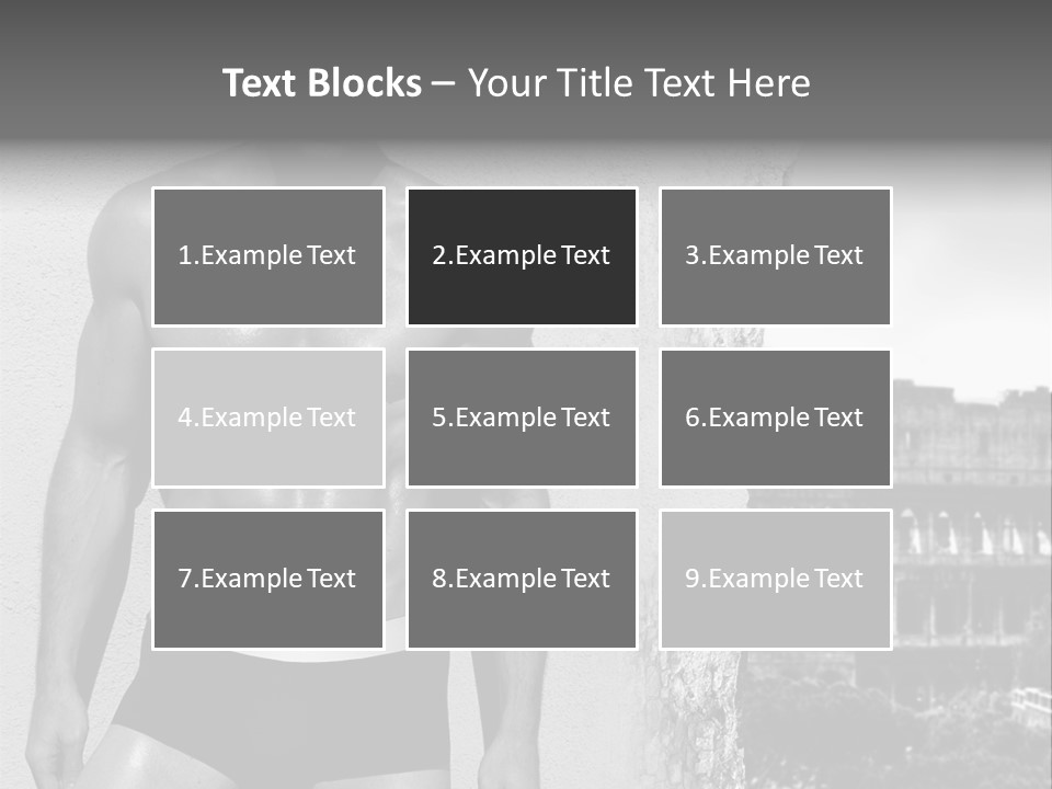 A Man With No Shirt Standing In Front Of A Building PowerPoint Template