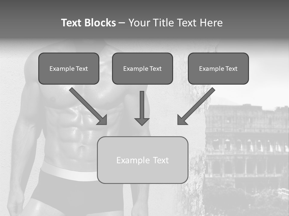 A Man With No Shirt Standing In Front Of A Building PowerPoint Template