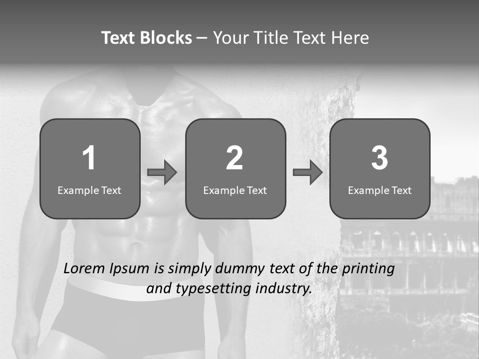 A Man With No Shirt Standing In Front Of A Building PowerPoint Template