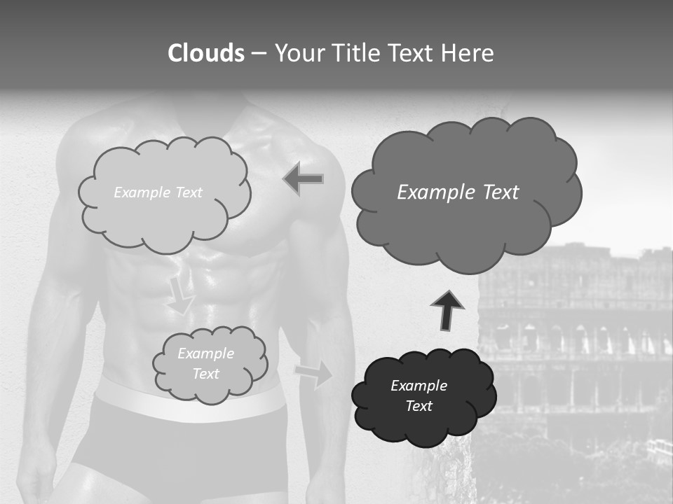 A Man With No Shirt Standing In Front Of A Building PowerPoint Template