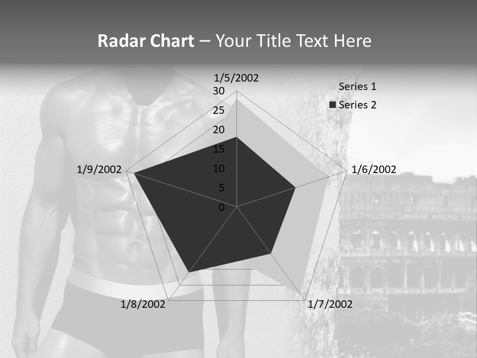 A Man With No Shirt Standing In Front Of A Building PowerPoint Template