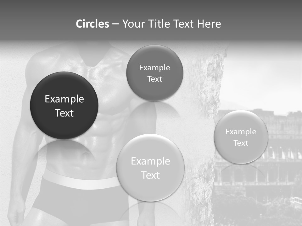 A Man With No Shirt Standing In Front Of A Building PowerPoint Template