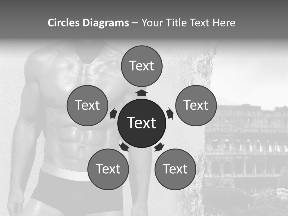 A Man With No Shirt Standing In Front Of A Building PowerPoint Template