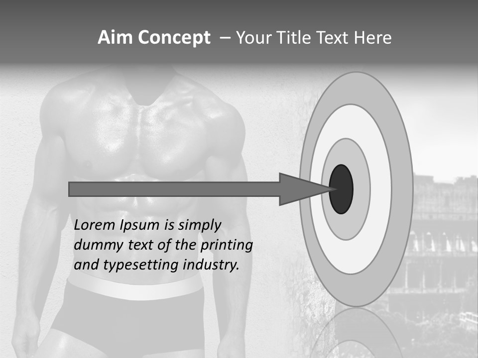 A Man With No Shirt Standing In Front Of A Building PowerPoint Template