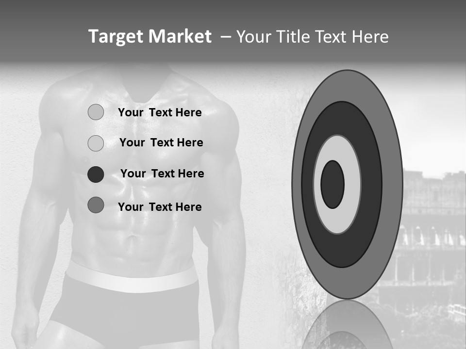 A Man With No Shirt Standing In Front Of A Building PowerPoint Template