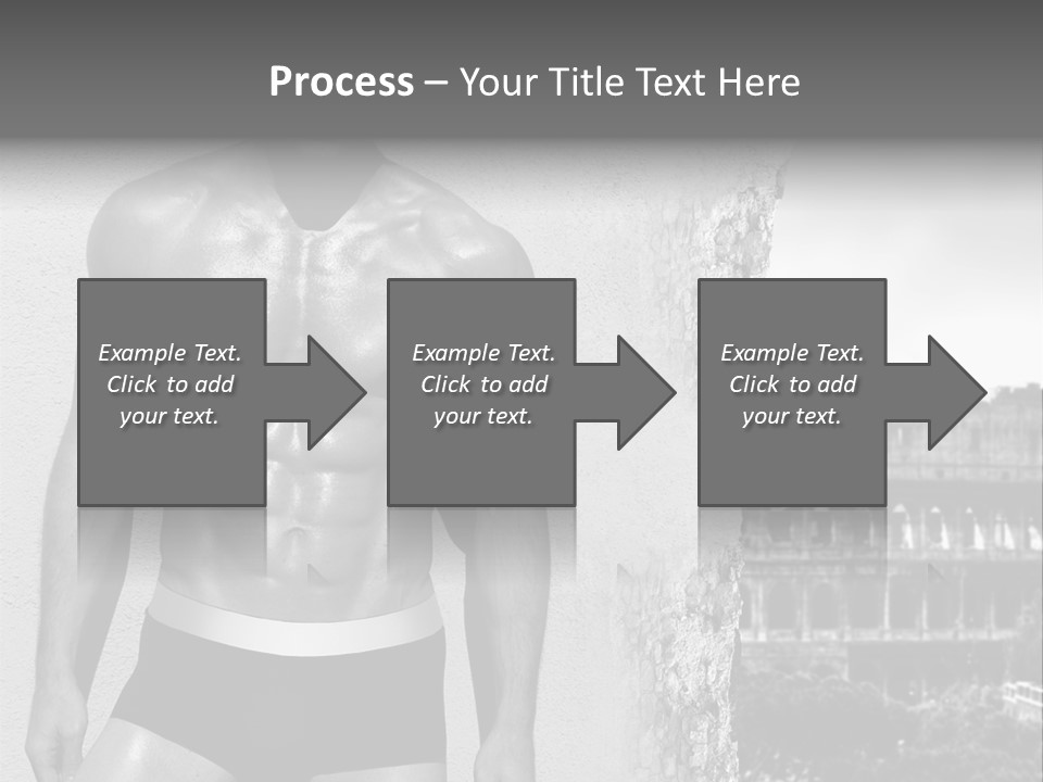 A Man With No Shirt Standing In Front Of A Building PowerPoint Template