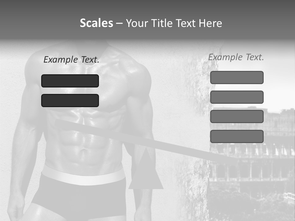 A Man With No Shirt Standing In Front Of A Building PowerPoint Template