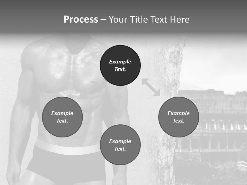 A Man With No Shirt Standing In Front Of A Building PowerPoint Template