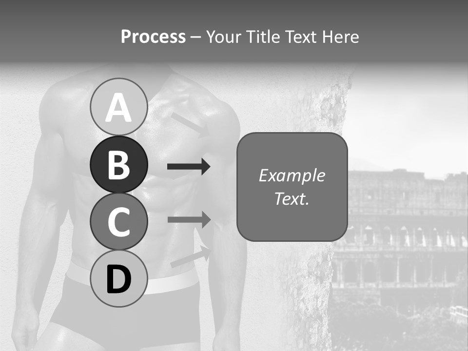 A Man With No Shirt Standing In Front Of A Building PowerPoint Template